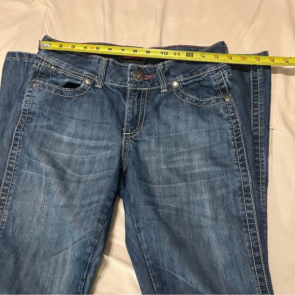 Wrangler Low Rise Bootcut Jeans 5/6 x 34 Blue Contrast Stitch Denim - Picture 13 of 16